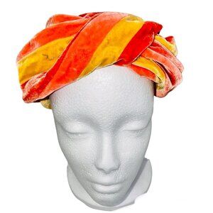 Vintage 60s Miss Mary Turban Hat Orange Church Theatre Lord & Taylor